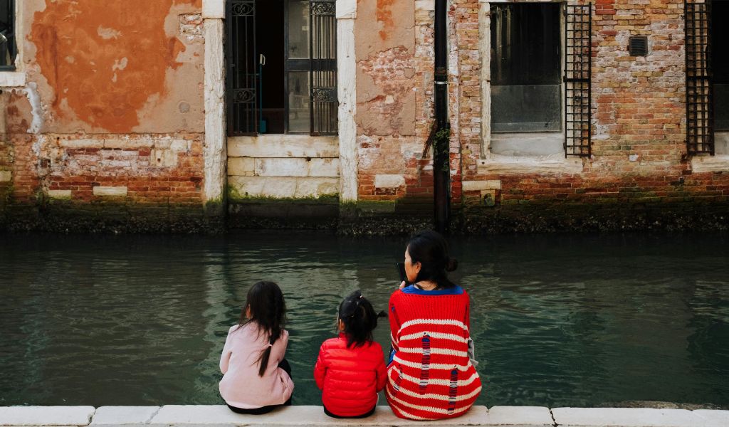 family on venice canal