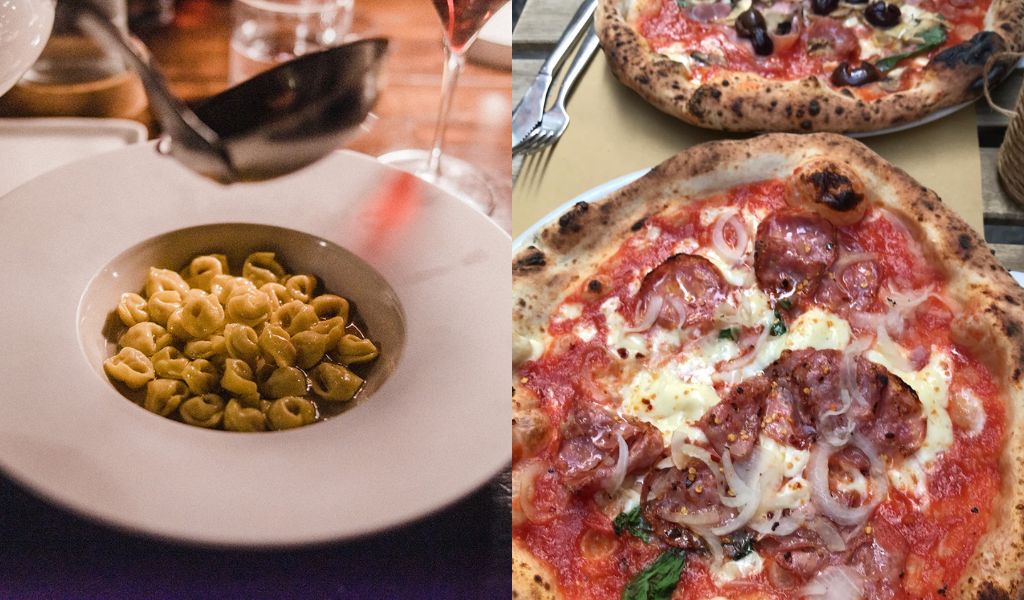 tortellini en brodo and naples pizza